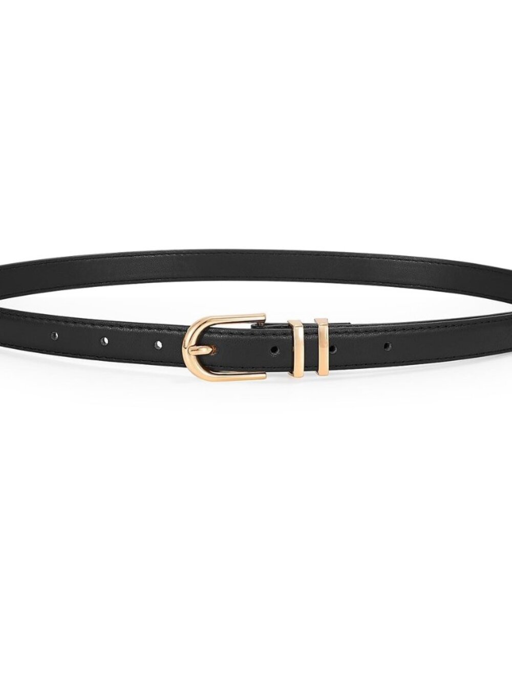 Womens Skinny Leather Belt Ladies Thin Faux Leather Belt with Gold/Silver Buckle